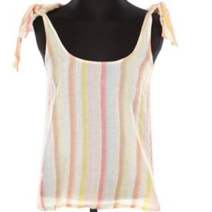 Sezane Women's Size 8/40 Pastel Metallic Striped Rick Tank Knot Shoulders